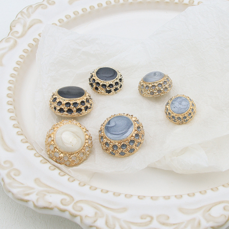 Vintage Collectible Buttons - 18/20/25mm Vintage Gold Pearl Metal Buttons