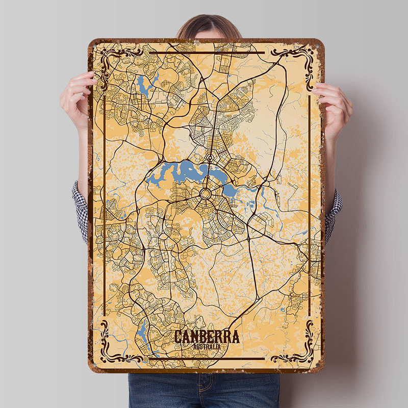 Canberra Vintage & Collectible Centre Reviews - Canberra City Map Tinplate Poster Customized