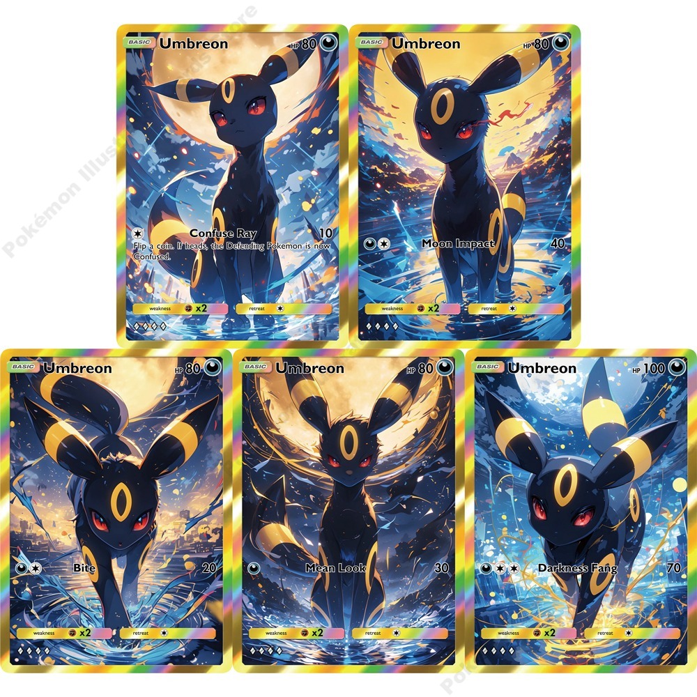 Vintage Collectible Cards - 5Pcs Pokemon Cards Umbreon Rare Holographic