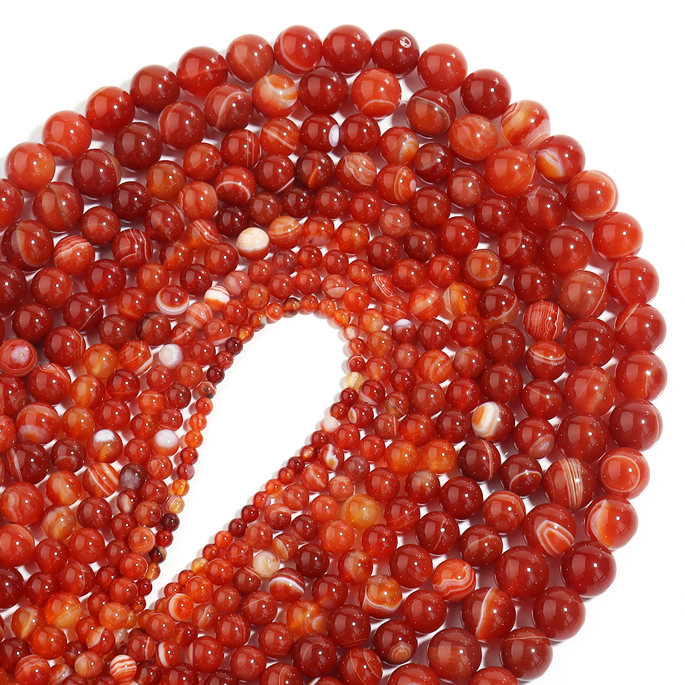 Vintage Collector - 1 Strand Red Striped Agate Natural