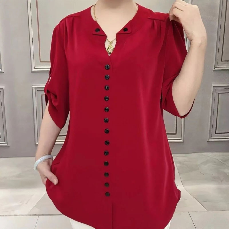 Basic Loose V-Neck Blouse Comm - Vintage Collectible Buttons review and price