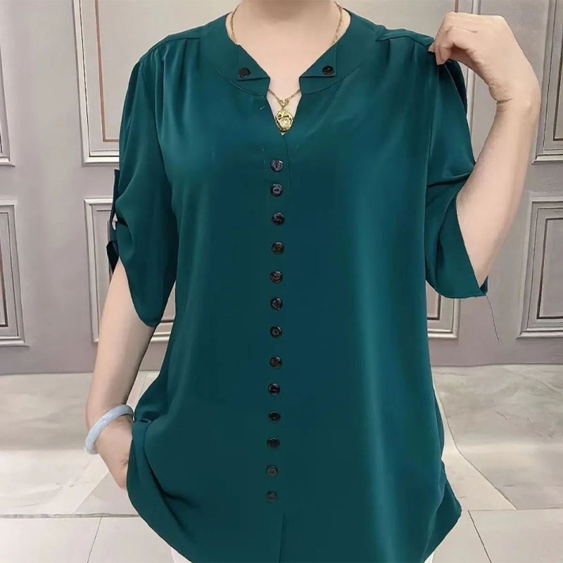 Basic Loose V-Neck Blouse Comm - Vintage Collectible Buttons review and price