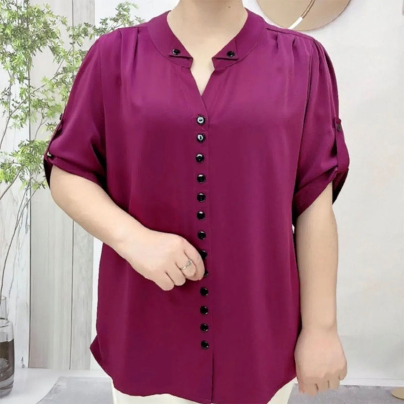 Basic Loose V-Neck Blouse Comm - Vintage Collectible Buttons review and price