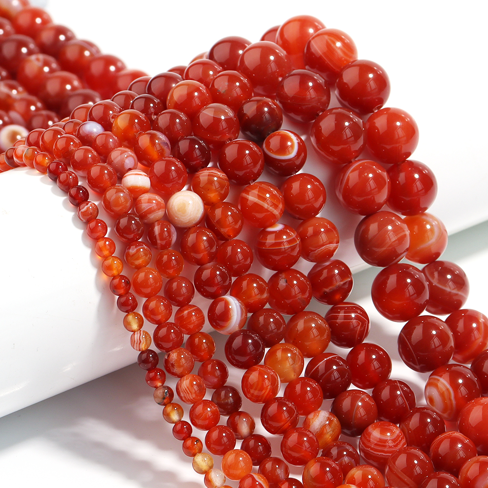1 Strand Red Striped Agate Nat - Vintage Collector review and price