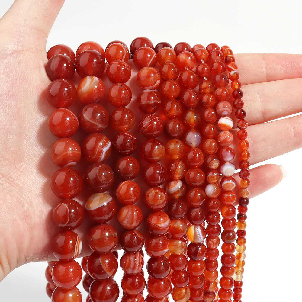 1 Strand Red Striped Agate Nat - Vintage Collector review and price