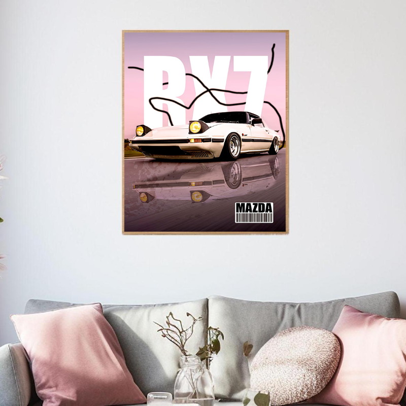Retro Supercars Wall Art Canva - Vintage Collectible Magazines review and price