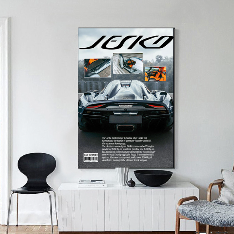 Retro Supercars Wall Art Canva - Vintage Collectible Magazines review and price